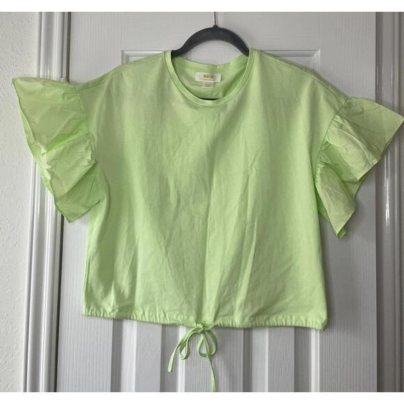 Anthropologie Tops - Anthropologie Women’s Ruffled Drop Shoulder Top Sz Small